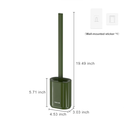 Toilet Brush and Holder Set - Wall Mounted Bathroom Scrub Brush, Toilet Bowl Brush and Plunger Set for Bathroom Cleaner (Green) - color: Green