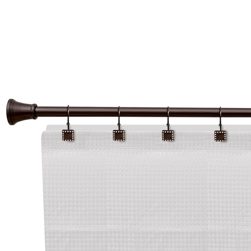 Shower Hooks - Double Shower Curtain Rings for Bathroom - Rust Resistant Shower Curtain Hooks for Shower Curtain or Liner - Shower Curtain Rings with Crystal Design - Set of 12, Oil Rubbed Bronze - color: Oil Rubbed Bronze