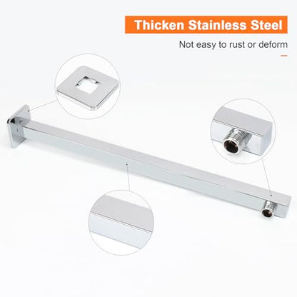 Shower Arm, Rain Shower Head Extension Extender, With Flange and Teflon Tape, Made of Thicken Stainless Steel for Bathroom Rainfall Shower (20 Inch, Chrome) - color: Chrome, style: 20 Inch