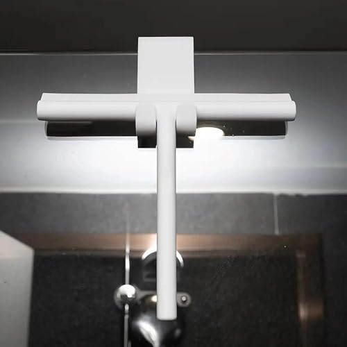 All-Purpose Stainless Steel Shower Squeegee for Bathroom, Kitchen, Shower, Floor Cleaning with Adhesive Hook Sturdy Handle, Professional Cleaners, Window Cleaning for Window Squeegee (White)