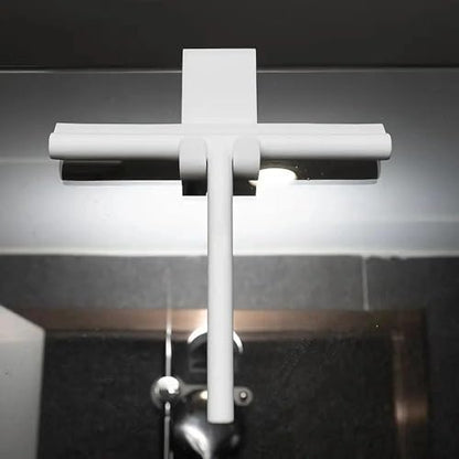 All-Purpose Stainless Steel Shower Squeegee for Bathroom, Kitchen, Shower, Floor Cleaning with Adhesive Hook Sturdy Handle, Professional Cleaners, Window Cleaning for Window Squeegee (White)