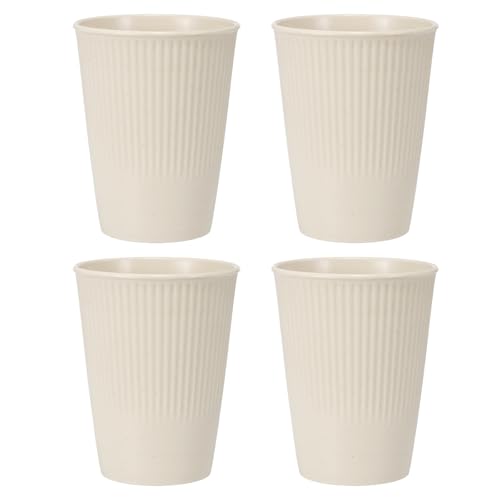uxcell 4 Pcs Simple Toothbrush Cup, 3.3 x 3.3 x 4.2 Dishwasher Safe Bathroom Tumbler Reusable Plastic Cup Set for Storing Toothpaste Combs, Beige - color: Beige