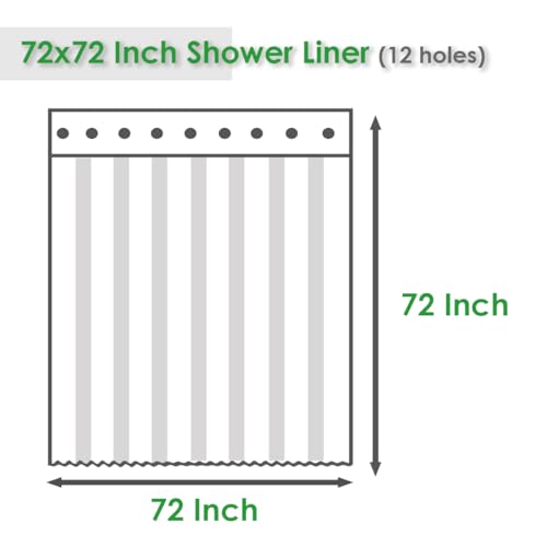 Heavy Duty Shower Curtain Liner, 8G EVA Plastic Shower Curtain with 3 Strong Weighted Magnets, Waterproof Shower Liner for Bathroom, 3D Square, 72 x 72 Inch - color: 3d Square, size: 72"W x 72"L (Pack of 1)