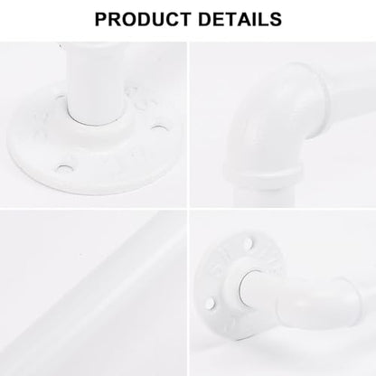 Industrial Pipe Towel Rack Towel Bar, Heavy Duty Wall Mounted Rustic Farmhouse Bath Towel Holder for Bathroom (White, 16 inch) - color: White, size: 16 Inch