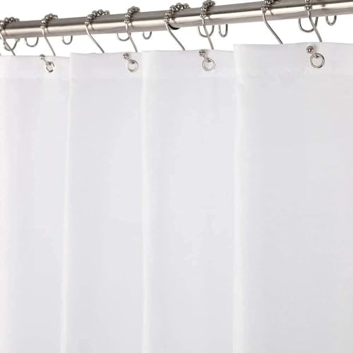 White Long Shower Curtain Liner Washable, 72 x 78 Inches, Fabric Shower Liner with 2 Bottom Stones, Waterproof 2-in-1 Shower Curtain and Liner, 12 Grommet Holes, Hotel Quality, White - color: White, size: 72"W x 78"L (Pack of 1)