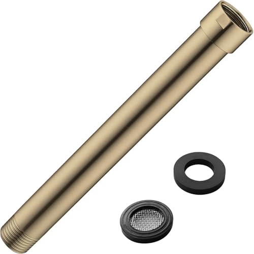 Shower Arm Extender 8 Inch Straight Extension Pipe Arm for Rainfall and Handheld Shower Head, Female to Male NPT 1/2 Inch, Brushed Gold - color: Brushed Gold, style: 8-Inch