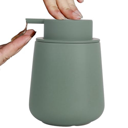 INGOFIN Ceramic Lotion Dispenser - 12oz Refillable Hand Soap Dispenser Bathroom, Modern Liquid Dispenser with Pump, Dish Dispenser for Kitchen, Matte Green - color: Green