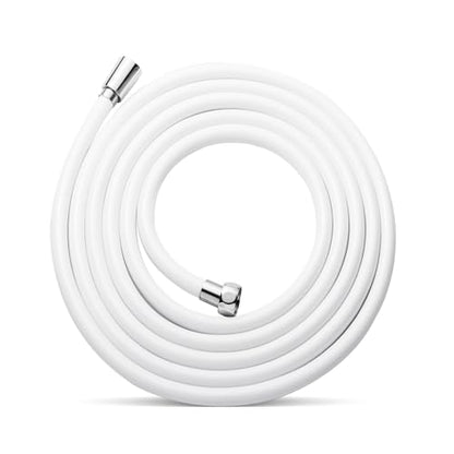 OFFO Ultra-Flex Shower Hose, 100 in Premium RV PVC Handheld Shower Head Hose Flex Hoses Extension with Brass Insert and Nut for Bathing Pet Bathing, Smooth White - color: Smooth White, size: 100 in
