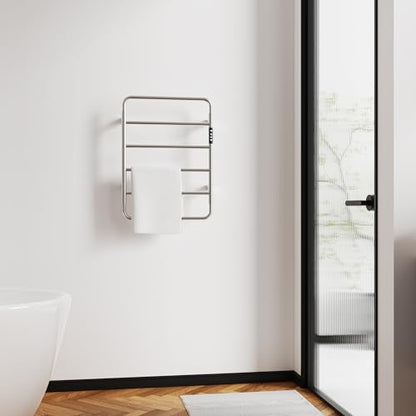 Towel Warmer, Stainless Steel Heated Towel Racks for Bathroom, 6 Bars Wall Mounted Towel Heater with Intelligent Touch Screen Timer & Temperature Adjustment, Plug-in/Hard-Wired, Brushed Nickel - color: Brushed Nickel, size: 6-Bar