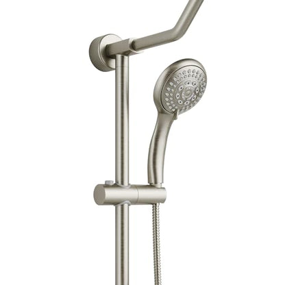 PULSE ShowerSpas Kauai III Brushed Nickel Rain Shower Head with Handheld Spray - 2.5 GPM, 8" Showerhead, 5-Function HandShower, Adjustable Slide Bar - Shower Heads with Handheld Spray Combo - color: Brushed Nickel, size: 2.5 Gallon Per Minute