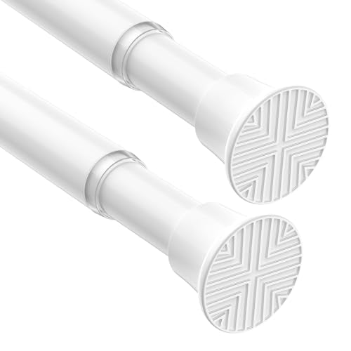 2Pcs Spring Tension Curtain Rod 24-46 Inch,White Shower Curtain Rod | Spring Loaded Curtain Rod No Drilling, Adjustable Tension Rod for Windows Bedroom Bathroom Doorway Closet - color: White, size: 24-46 inch-2pcs