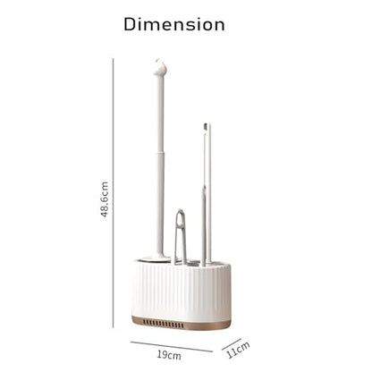 Basaza Toilet Brush and Holder Set Toilet Bowl Cleaning Brush and Holder for Bathroom 4 in 1 White Toilet Bowl Cleaner Brushes & Holders Floor Standing or Wall Mounted - color: White 4 in 1 Toilet Brush Set