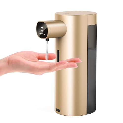 Automatic Liquid Soap Dispenser Touchless, USB Rechargeable Smart Hand Soap Dispenser, 13.5oz/400ml, 3-Level Adjustable, Compatible with Thick Thin Dish Soap for Bathroom Kitchen, Clog-Free (Gold) - color: Gold