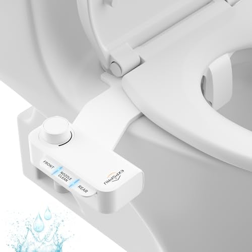 Bidet Attachment for Toilet, Non-Electric Ultra-Slim Bidet Toilet Seat Adjustable Water Pressure with Self-Cleaning Dual Nozzle (Frontal & Rear Wash), White