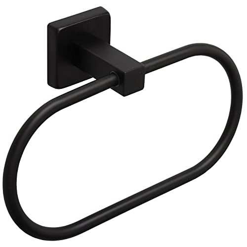 TocTen Towel Ring/Hand Towel Rack - Thicken SUS304 Stainless Steel Bathroom Hand Towel Holder Heavy Duty Unique Oval Hand Towel Hanger Wall Mounted for Bathroom Kitchen Sink (Matte Black) - color: Matte Black, size: 7.88 Inch without Shelf