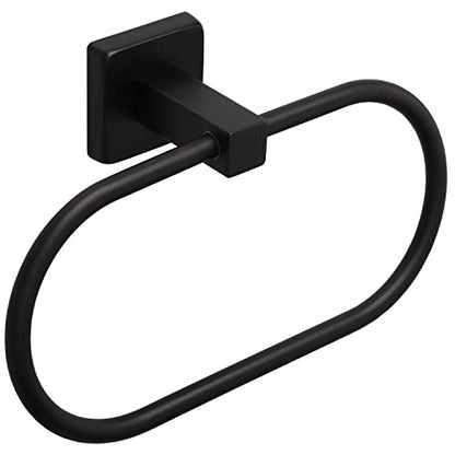 TocTen Towel Ring/Hand Towel Rack - Thicken SUS304 Stainless Steel Bathroom Hand Towel Holder Heavy Duty Unique Oval Hand Towel Hanger Wall Mounted for Bathroom Kitchen Sink (Matte Black) - color: Matte Black, size: 7.88 Inch without Shelf