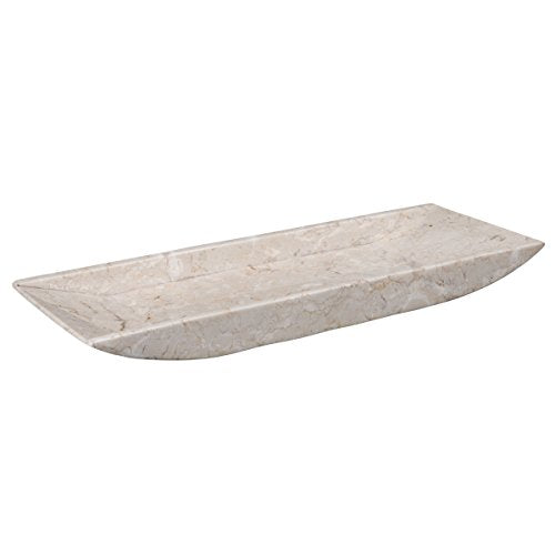Creative Home Natural Champagne Marble Rectangular Vanity Tray Towel Tray Boat Shaped Tray Bathroom Accessories Organizer for Bathroom Countertop, Kitchen Sink, Jewelry, 16.5" x 6.3" x 1.5" H, Beige - size: 16.5" x 6.3" x 1.5", style: Boat Shaped Tray