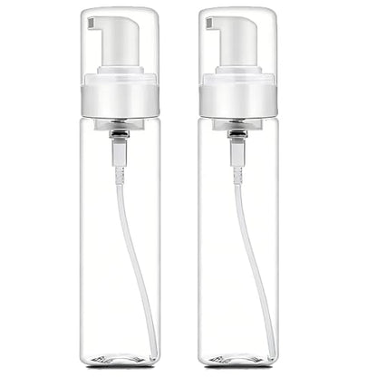 Foam Pump Bottle 7oz/ 200ml, 2Pcs Large Foaming Soap Dispenser for Travel Clear Refillable Foaming Spray Bottle for Bathroom, Hand Soap, Shampoo, Face Wash, Leak-Proof Foam Dispenser - color: 6.8oz-clear-2 Pack