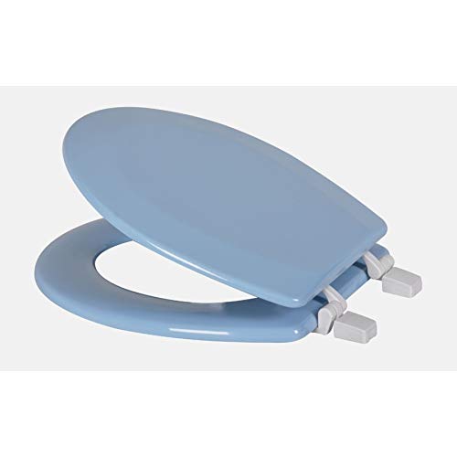 J&V Textiles Round Wooden Toilet Seat With Beveled Edge (Light Blue)* - color: Light Blue