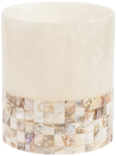 Creative Scents Milano Small Bathroom Trash Can 1.58 Gal / 6L - Decorative Bathroom Wastebasket with Beautiful Mother of Pearl Shells; Modern Round Waste Basket for Room, Bedroom or Living Room - style: Trash Can