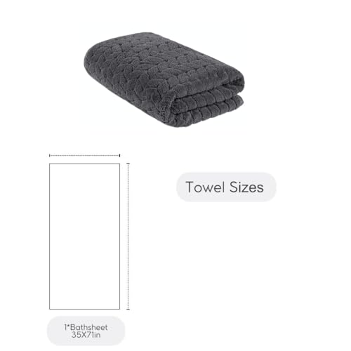 BAGNO MILANO Turkish Cotton Bath Towels, Hand Towels - Soft Plush Jacquard Collection - Highly Absorbent Towel Set (Grey, Bath Sheet 35x70) - color: Grey, size: Bath Sheet 35x70