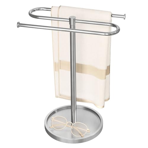 Bethom Hand Towel Holder Countertop Standing for Bathroom,Brushed Nickel | S-Shape Stainless Steel Towel Stand Rack Bar Holds 2 Towels for Kitchen - color: Brushed Nickel