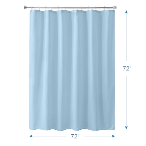 Baby Blue Shower Liner Cloth Waterproof, Soft Baby Blue Shower Curtain Liner Fabric with Weighted Stones, Washable Shower Curtain and Liner 2-in-1, 12 Grommet Holes, 72 x 72 Inches - color: Baby Blue, size: 72"W x 72"L (Pack of 1)