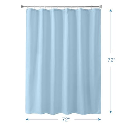 Baby Blue Shower Liner Cloth Waterproof, Soft Baby Blue Shower Curtain Liner Fabric with Weighted Stones, Washable Shower Curtain and Liner 2-in-1, 12 Grommet Holes, 72 x 72 Inches - color: Baby Blue, size: 72"W x 72"L (Pack of 1)