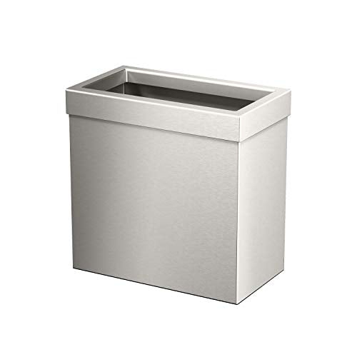 Gatco Modern Rectangle Wastebasket, Satin Nickel - Stainless Steel Trash Can with Removable Lid, Leakproof, 3 Gallon Capacity for Bathroom, Bedroom, Kitchen, or Office - color: Satin Nickel