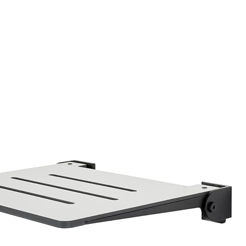 Seachrome 18 inch Silhouette Slimline Folding Wall Mount Shower Bench Seat, Light Gray Seat with Matte Black Frame - color: Light Gray With Matte Black Frame