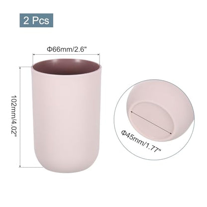 uxcell 2Pcs Plastic Drinking Cups, Double Color Unbreakable Reusable Bathroom Cup Mouthwash Cup Toothbrush Tumbler Holder, Pink - color: Pink