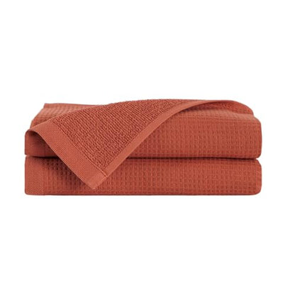 100% Turkish Cotton Dual-Sided Waffle and Terry Towel Set - Ultra Absorbent, Soft & Quick Dry - Bath Towels, Hand Towels & Washcloths (Terra, 2-Piece Hand Towel Set) - color: Terra, size: 2-Piece Hand Towel Set