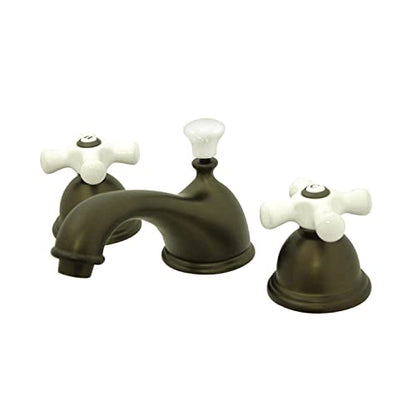 Kingston Brass KS3965PX Restoration Widespread Lavatory Faucet with Porcelain Cross Handle, Oil Rubbed Bronze, 8-Inch Adjustable Center - color: Oil Rubbed Bronze
