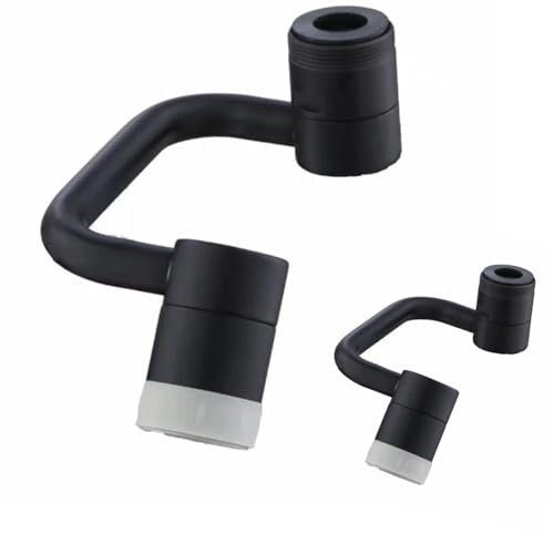 Black Faucet Aerator,1080° Sink Faucet Aerator Extension Swivel Faucet Extender for Toddlers, 2 Sprayer Modes Rotatable Bathroom Kitchen Head Replacement Tap Attachment with Filter for G 1/2"（2 Pack） - color: Black - 2