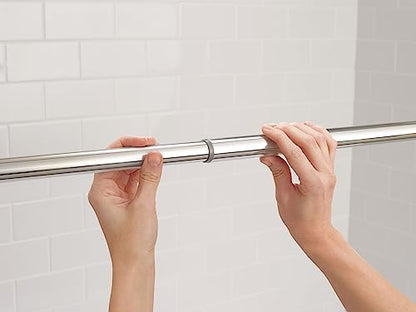Moen Chrome 44-72-Inch Adjustable Tension Mounted Straight Shower Curtain Rod for Bathroom, No Drilling Needed, TR1000CH - color: Chrome