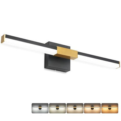 SOLFART Bathroom Light Fixtures 5CCT: Black and Gold 24-Inch LED Bar Dimmable Detachable 4-Way Light Direction Vanity Lights for Bathroom ETL IP44 - color: Black Gold-5CCT, 5-Step Brightness Control, size: 24 inch