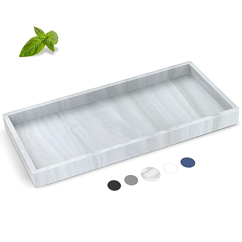 Silicone Bathroom Tray,Shatterproof Bathroom Vanity Tray,High-Grade Silicone Durable Rectangle Tray for Bathroom Trays for Counter Soap Dispenser Tray-Large 10.6 * 5.1 in | High-Grade Durable Rectangle Tray, Non-Slip, Easy Clean, Rust-Proof, for Bathroom
