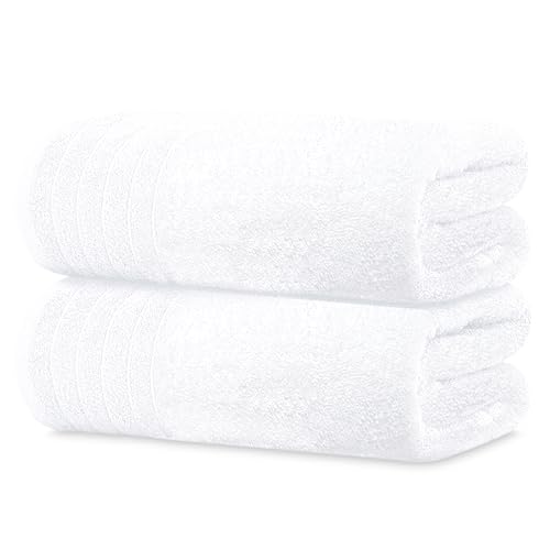 2 Piece Extra Large Bath Sheets 35 x 70 Inches, White | 100% Cotton, Larger & Lighter Weight, Quicker to Dry, Super Soft & Absorbent, Oversized Bath Towels - color: White