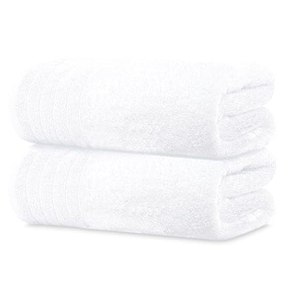 2 Piece Extra Large Bath Sheets 35 x 70 Inches, White | 100% Cotton, Larger & Lighter Weight, Quicker to Dry, Super Soft & Absorbent, Oversized Bath Towels - color: White