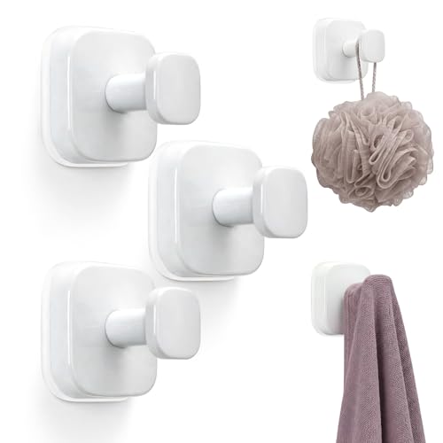 3 PCS Suction Cup Hook for Shower, Suction Cup Hooks for Shower, Door Hooks for Hanging Robe Loofah Removable Wall Hooks for Kitchen Glass Window White - color: White