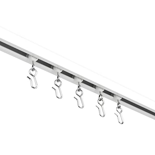 Curtain Track - Ceiling Mounted Curtain Rail for Curtains, Drapes, and Room Dividers - USA Made - Small+ (12 Feet), Pure White - color: Pure White, size: Small+ (12 Feet)