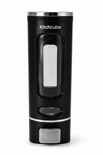 Wall Mounted Liquid Soap Dispenser for Bathroom & Kitchen, Refillable Hand Wash Shampoo Sanitizer Dispenser with Easy Press Pump, Leakproof Soap Holder with Transparent Window