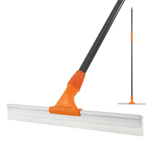 CLEANHOME Silicone Floor Squeegee for Shower Glass, Floor, and Garage | Heavy-Duty Pet Hair Remover, Bathroom Tile Cleaner, Window Wiper - Flexible, No Streaks, Compact Storage