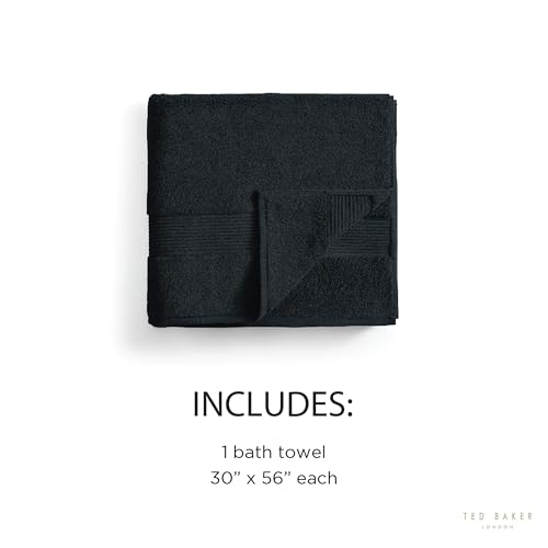 Ted Baker Cotton Bath Towel Soft, Highly Absorbent, 30 x 56, Black, 1 Pc - color: Black, size: Bath Towel - 1 Piece