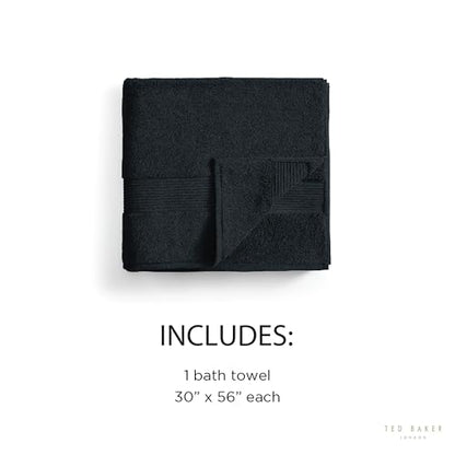 Ted Baker Cotton Bath Towel Soft, Highly Absorbent, 30 x 56, Black, 1 Pc - color: Black, size: Bath Towel - 1 Piece