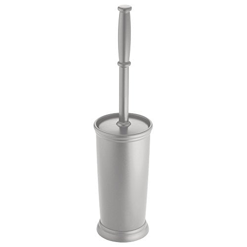 iDesign Kent Toilet Bowl Brush and Holder for Bathroom Storage - Gray | Bathroom Cleaning Storage - color: Silver