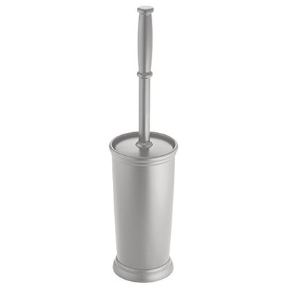 iDesign Kent Toilet Bowl Brush and Holder for Bathroom Storage - Gray | Bathroom Cleaning Storage - color: Silver