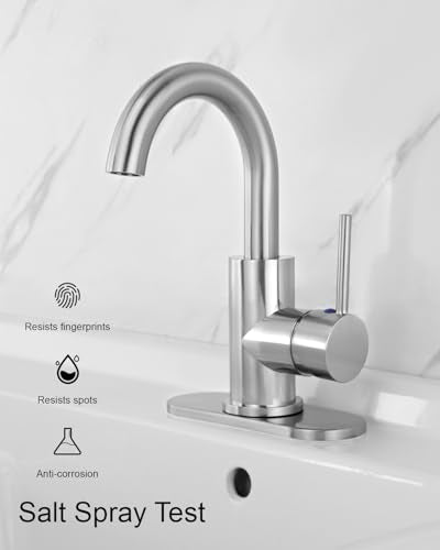 RKF Single-Handle Swivel Spout Bathroom Sink Faucet with Pop-up Drain with Overflow and Supply Hose,Bar Sink Faucet,Small Kitchen Faucet Tap,Brushed Nickel,BF3501P-BN - color: 3501-Brushed Nickel