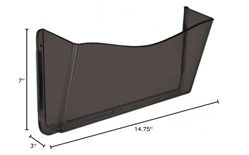 Azar Displays 250045-SMK Plastic Wall Mount File Holder with Magnets Smoke Colored, 4-Pack - color: BLACK SMK, style: Magnetic