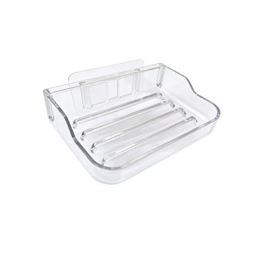 Soap Bar Holder for Shower Wall Mounted, Soap Dish Container Saver Strong Adhesive No Drilling for Bathroom Kitchen Sink, Clear